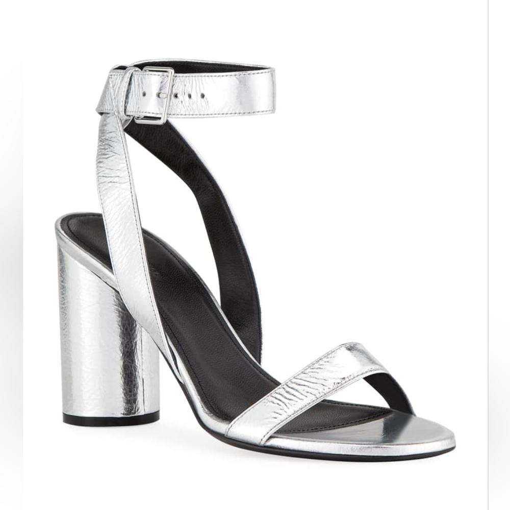 NIB sz 36.5 Balenciaga metallic silver leather sandals